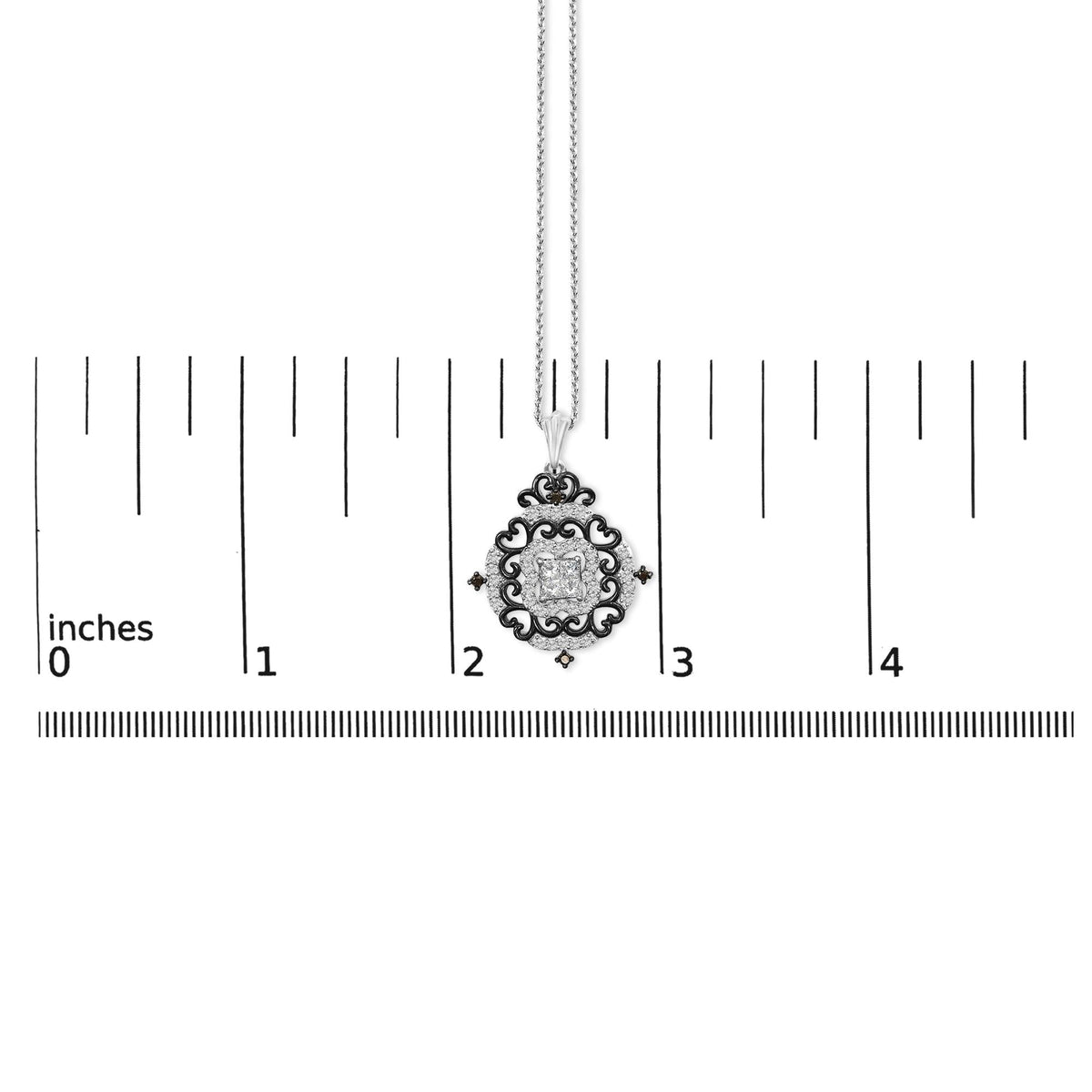 Black Rhodium Silver Diamond Medallion Necklace