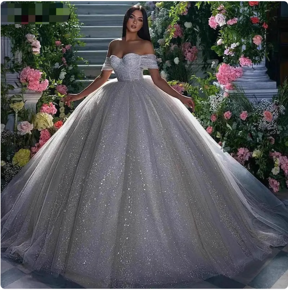 Luxury Sequined Off-Shoulder Gown