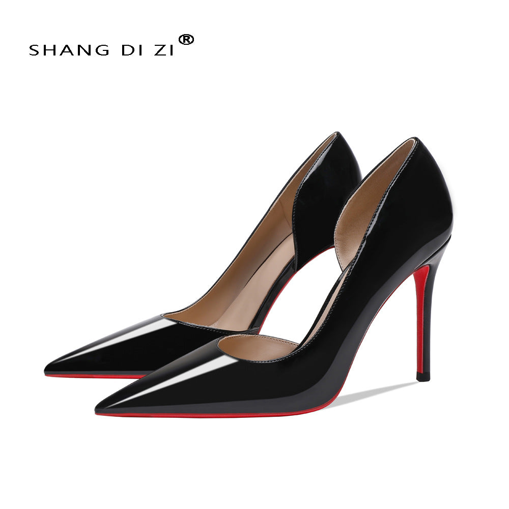 LUXURY AURA Pointed-toe, shallow-mouthed, thin-heeled nude high heels
