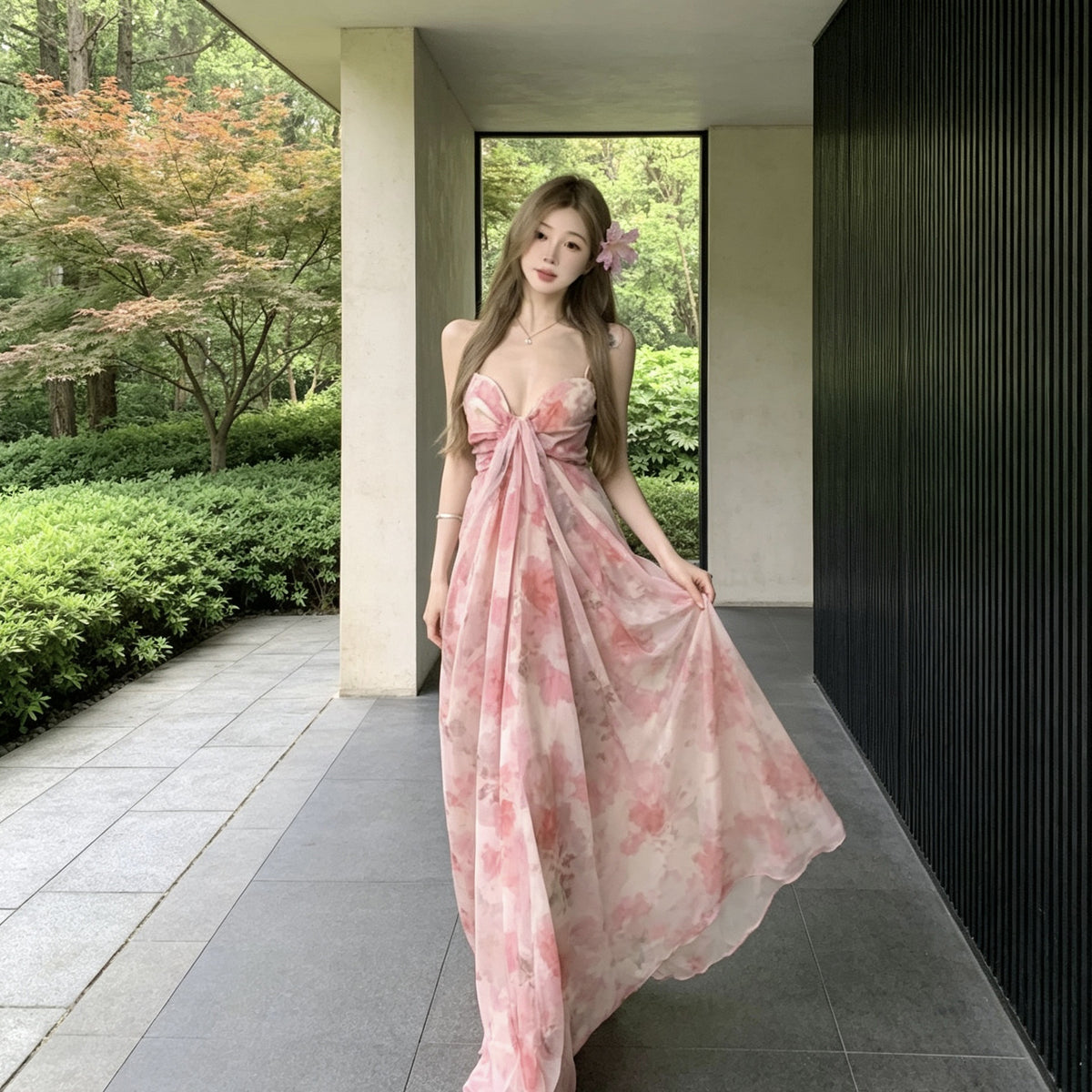 LUXURY Spaghetti Strap Bodycon Maxi Dress