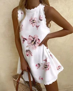 Printed Ruffled Dress for Women - Casual Style