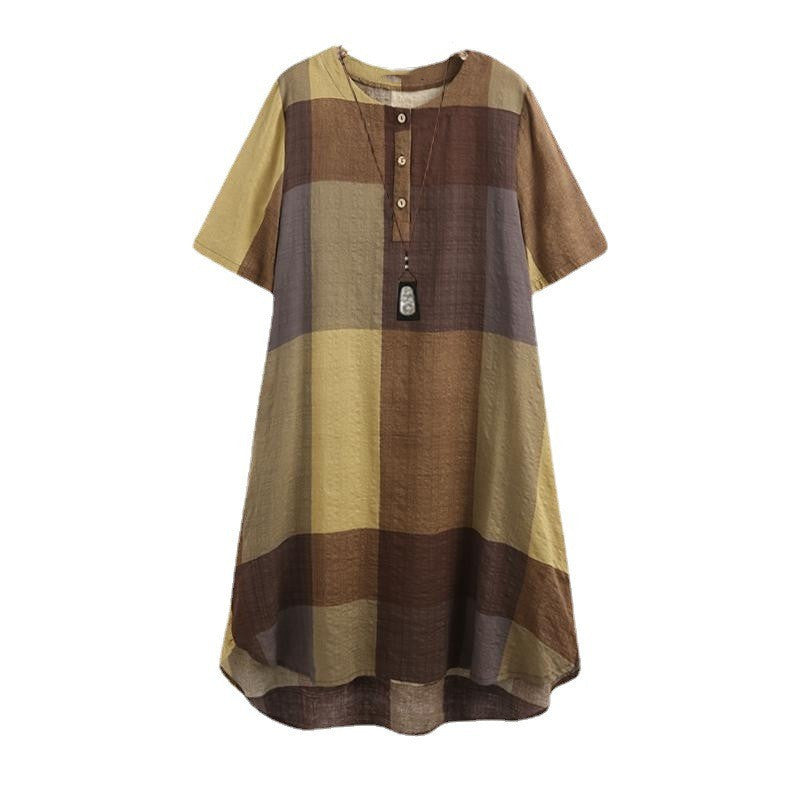 Retro Casual Plaid Print Dress for Women