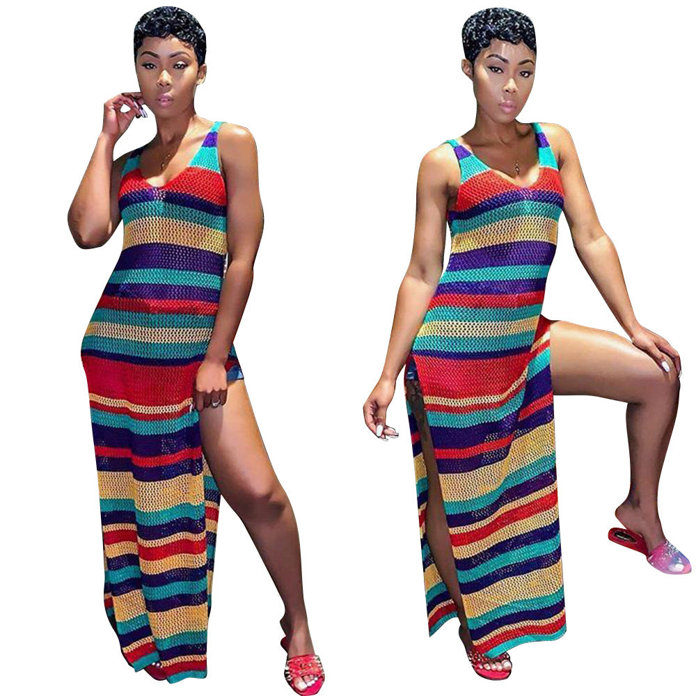 TS943 Casual Printed Mesh Dress for Women