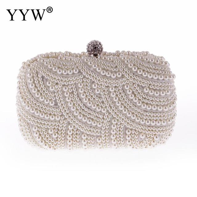 Elegant White Pearl Evening Clutch Bag for Women