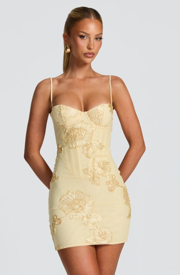 LUXURY Women's V-Neck Backless Floral Dress