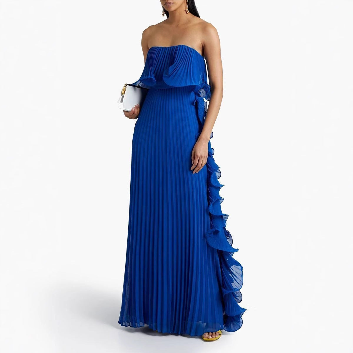 LUXE Pleated Wrap Flared Dress
