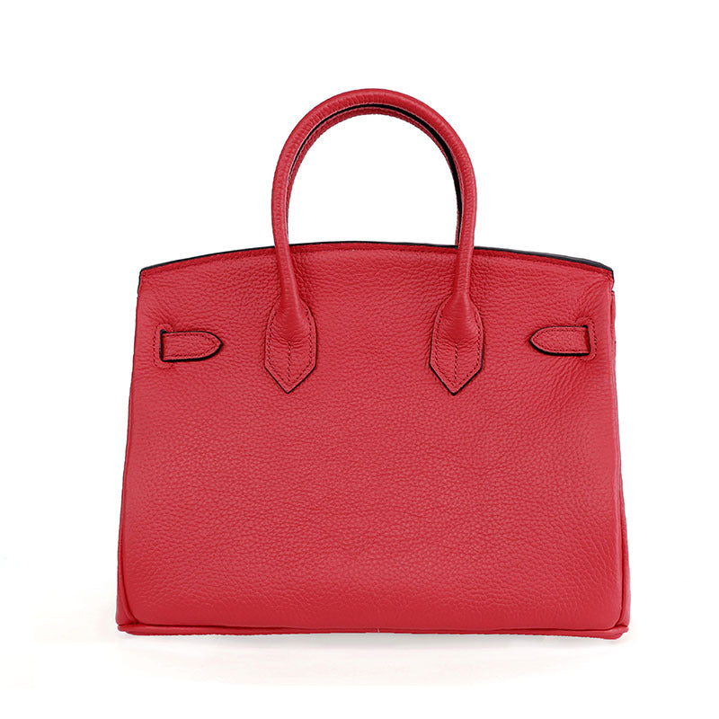 Platinum Lychee Pattern Cowhide Handbag