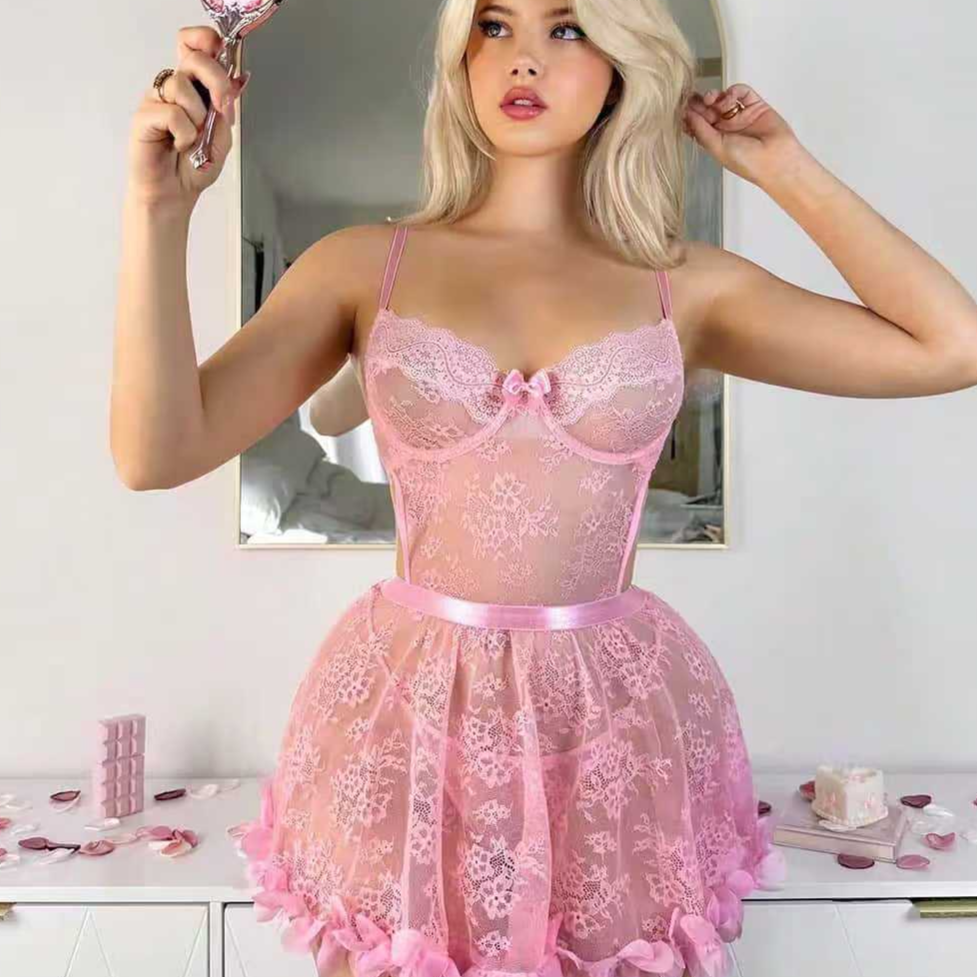 Luxury Floral Lace Spaghetti Strap Nightdress