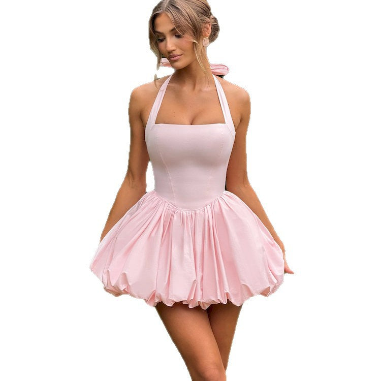 LUXURY AURA Halter Neck Tie Dress