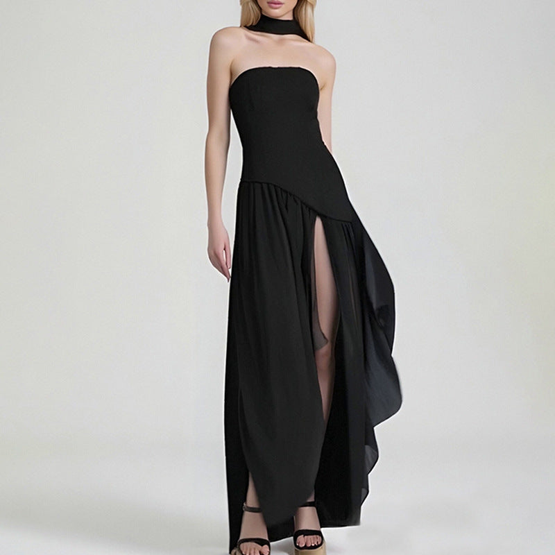 LUXE Elegant Waist Cinching Slit Dress