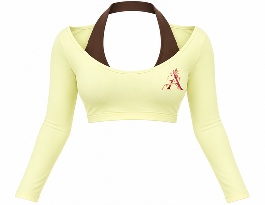Blush pink cropped long-sleeve workout top