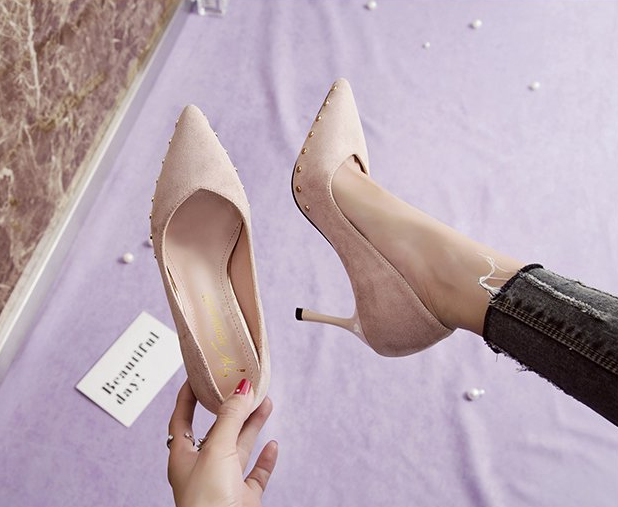 Pointed Rivet High Heels