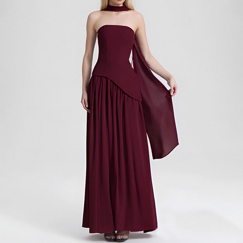 LUXE Elegant Waist Cinching Slit Dress
