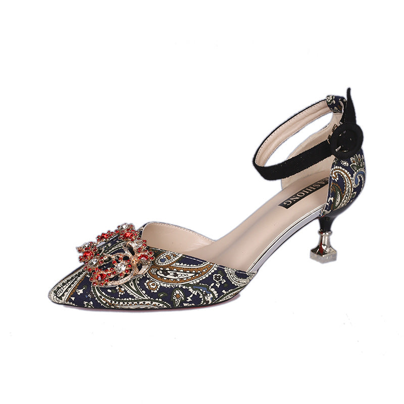 Glamorous Red Stiletto Bridal Heels with Rhinestones