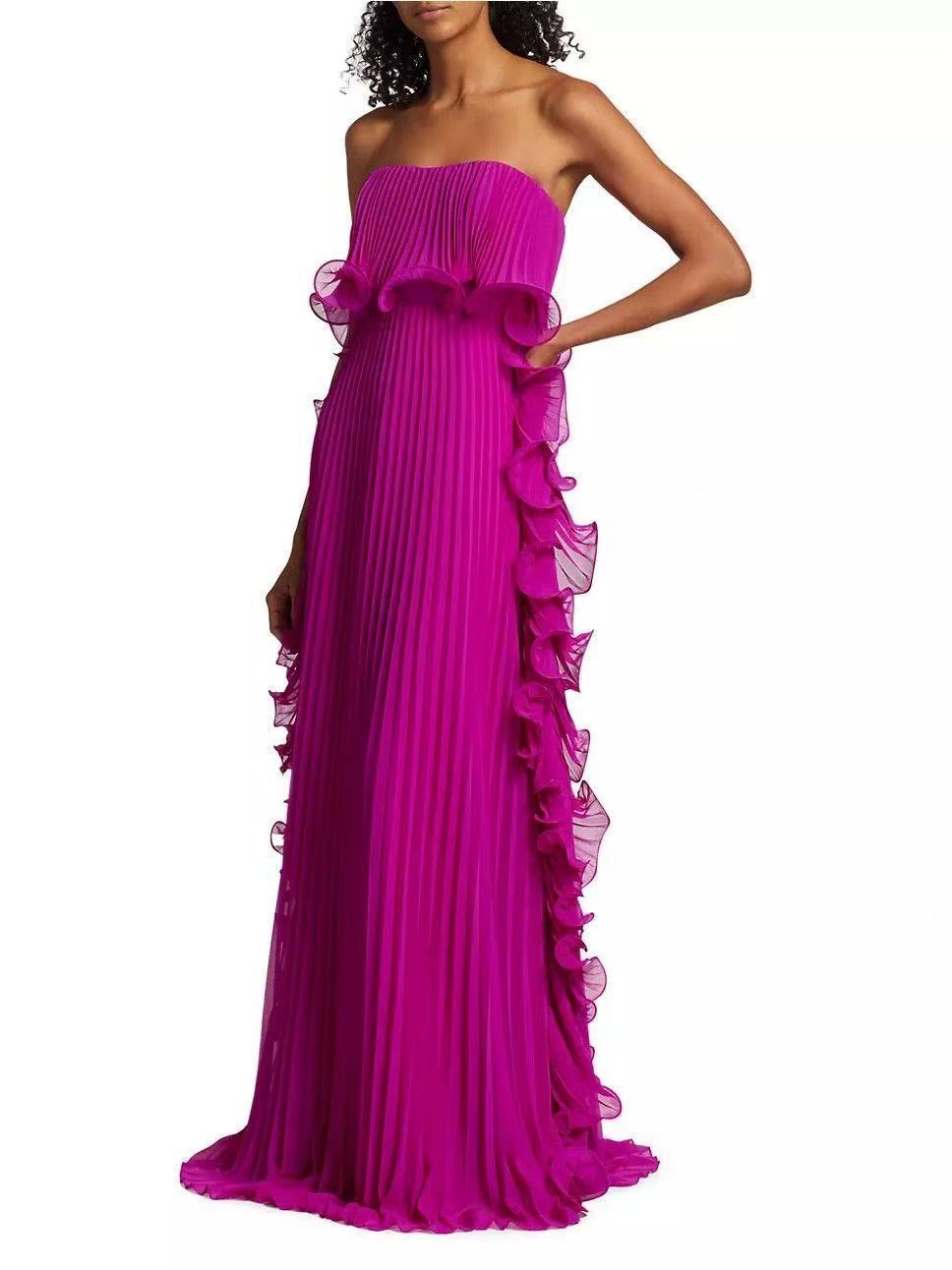 LUXE Pleated Wrap Flared Dress