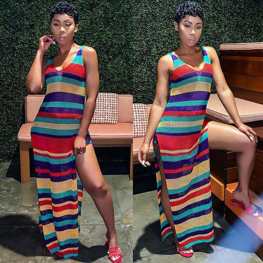 TS943 Casual Printed Mesh Dress for Women