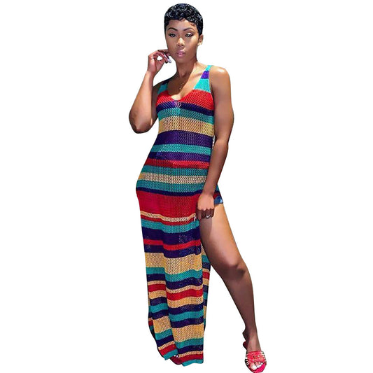 TS943 Casual Printed Mesh Dress for Women