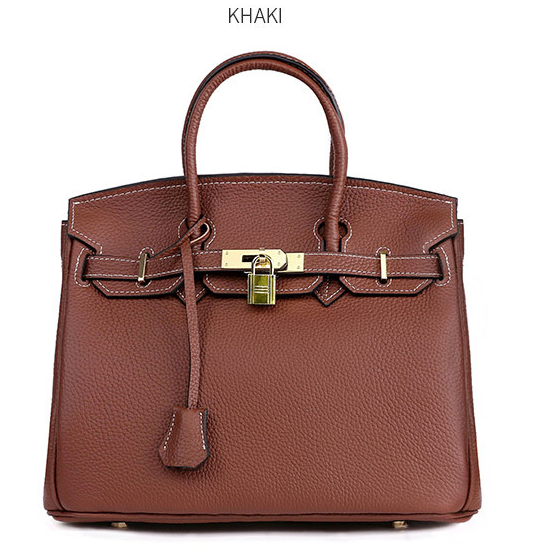 Platinum Lychee Pattern Cowhide Handbag