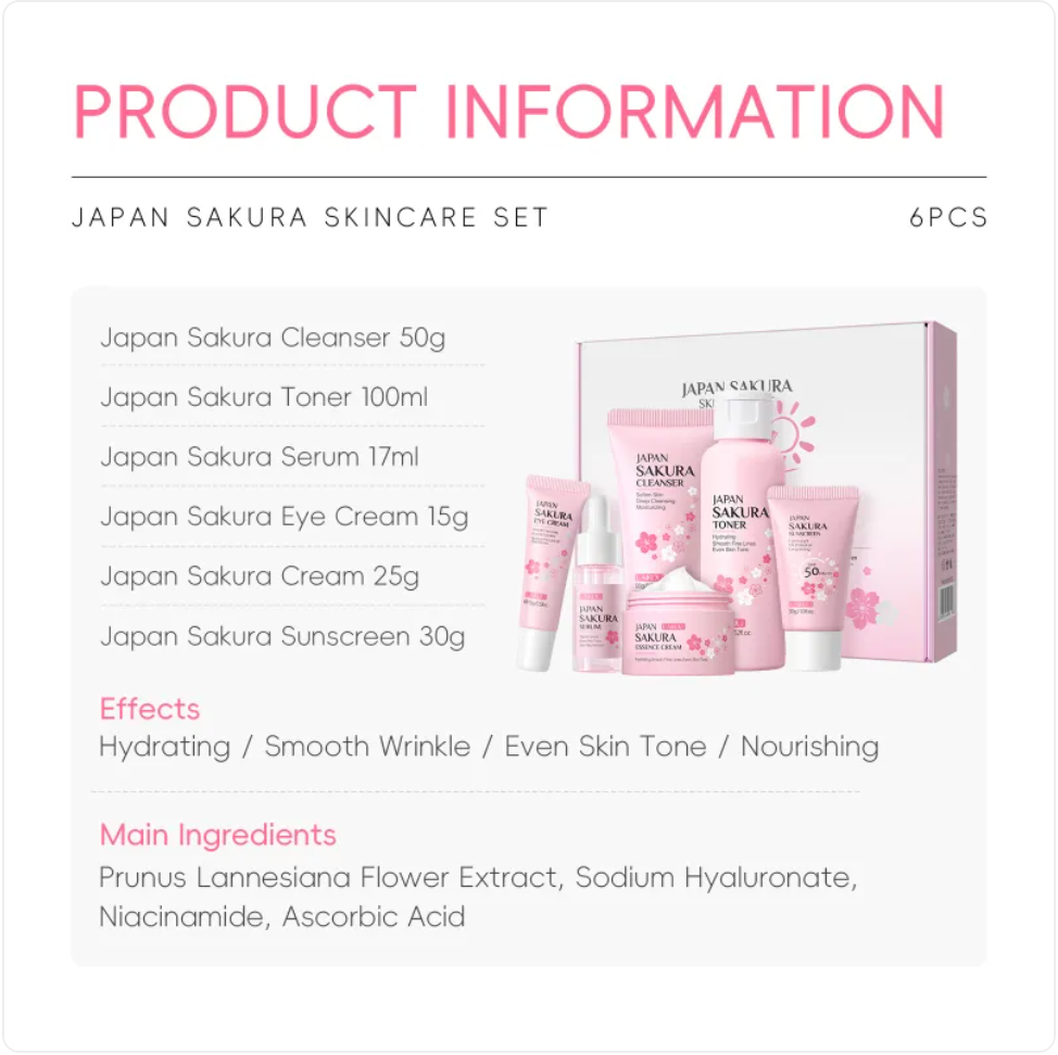 Cherry Blossom Skin Care 6-Piece Set