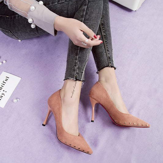 Pointed Rivet High Heels