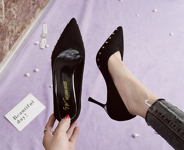 Pointed Rivet High Heels