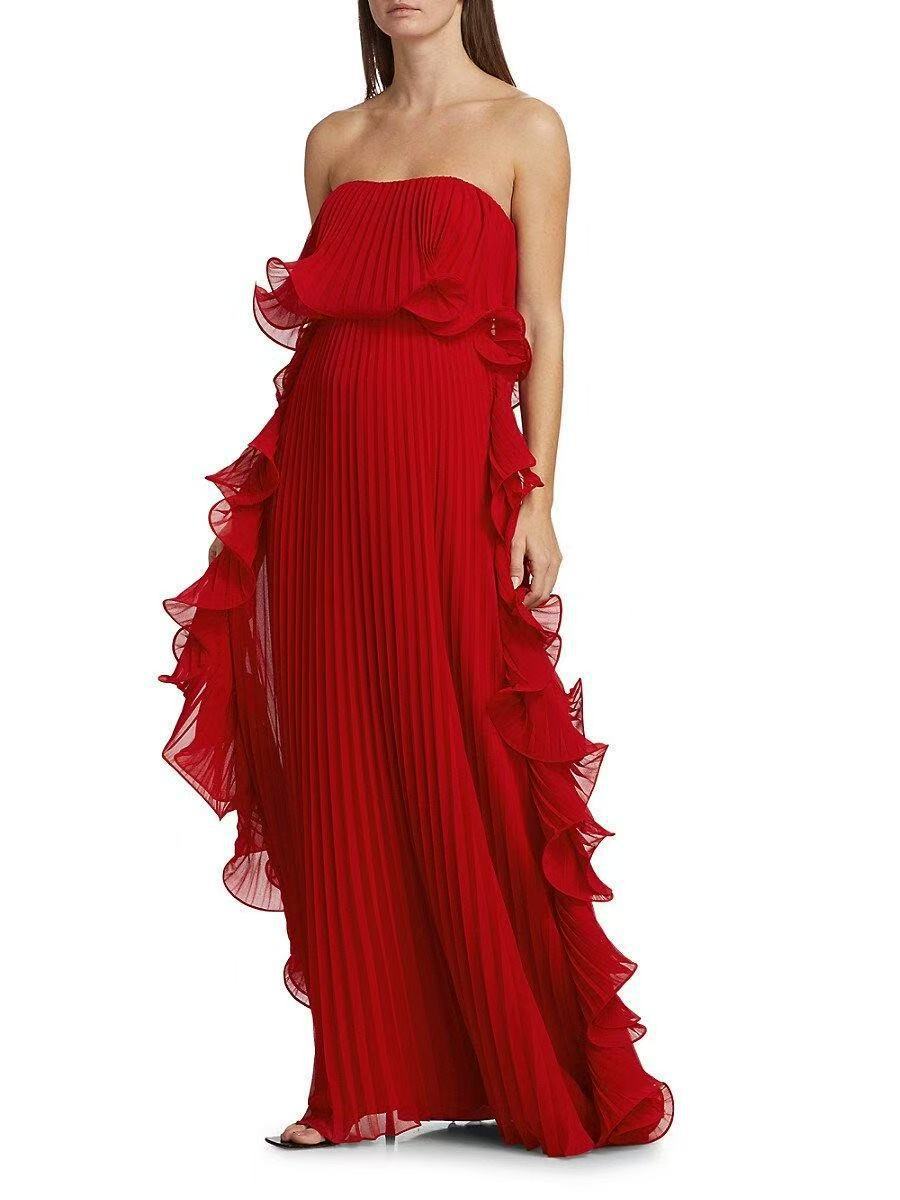 LUXE Pleated Wrap Flared Dress