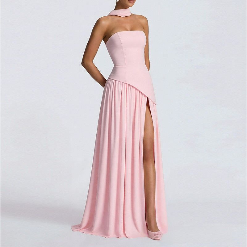 LUXE Elegant Waist Cinching Slit Dress