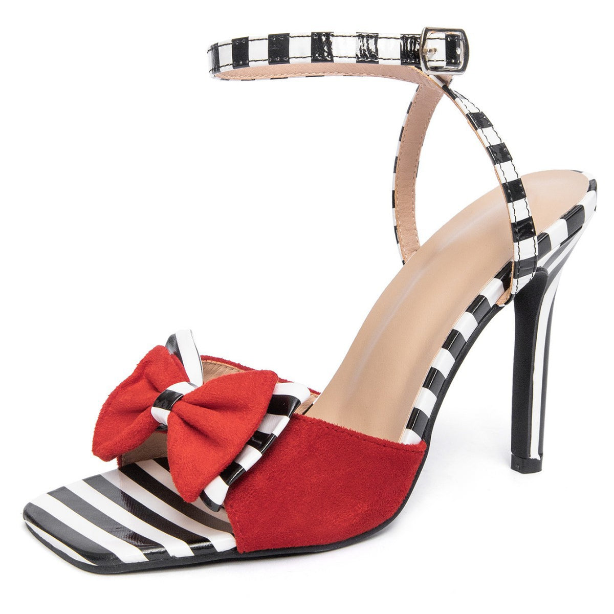 Elegan Square Toe Stiletto Heels
