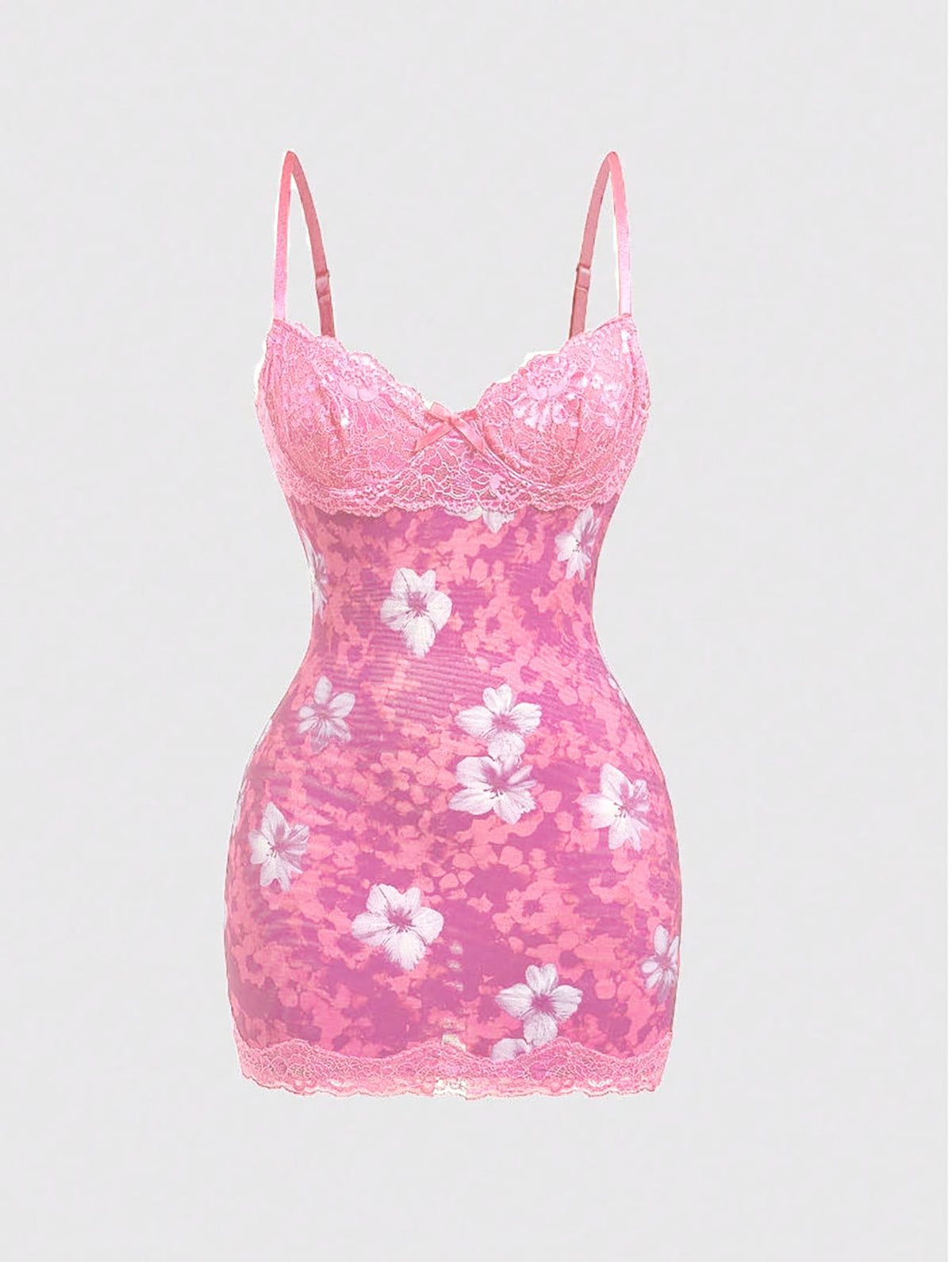 Floral Lace Backless Suspender Skirt