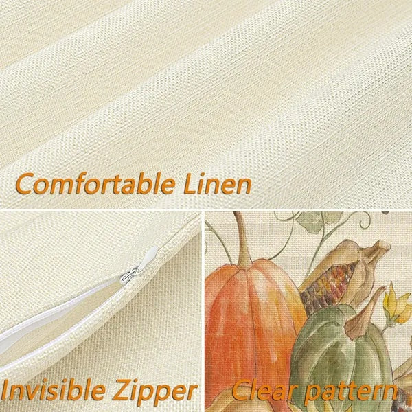 Autumn Essence 4-Piece Linen Pillow Covers 18x18