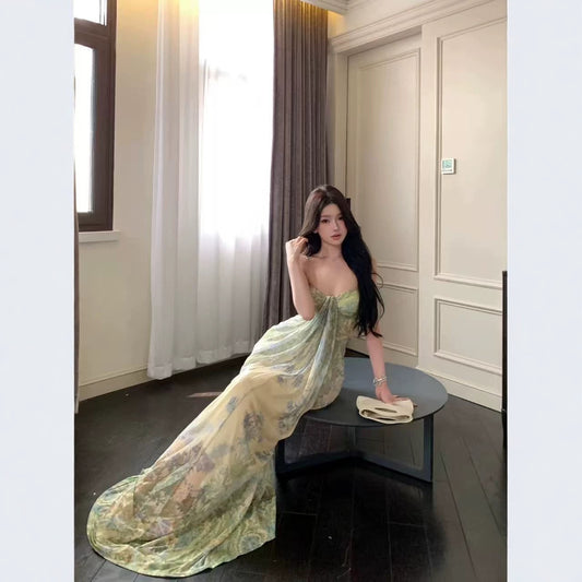 LUXURY Spaghetti Strap Bodycon Maxi Dress