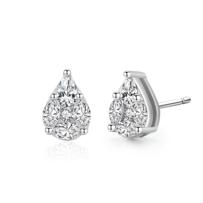 Water Drop Shaped Full Rhinestone Earrings