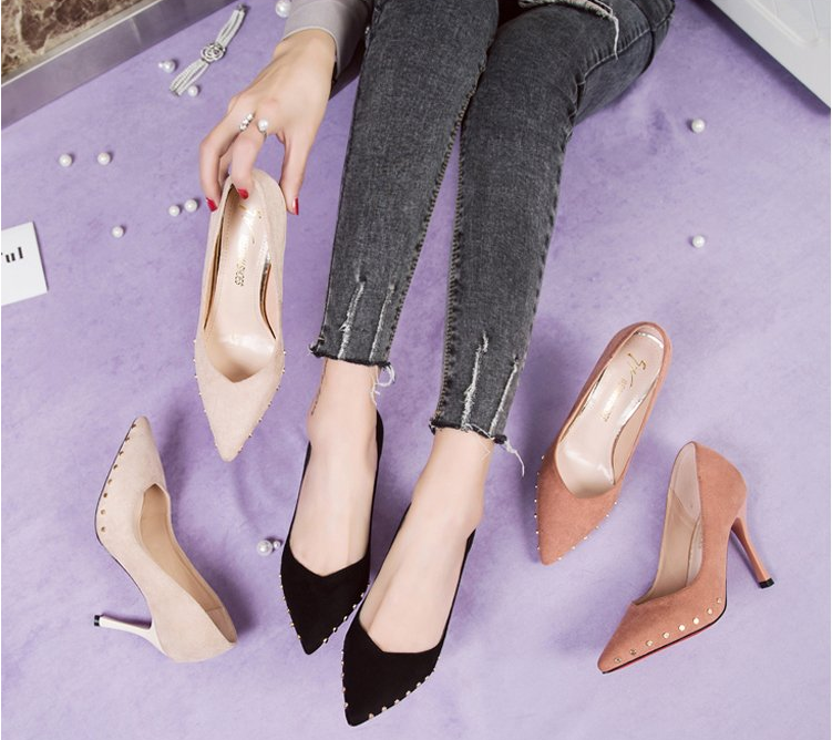 Pointed Rivet High Heels