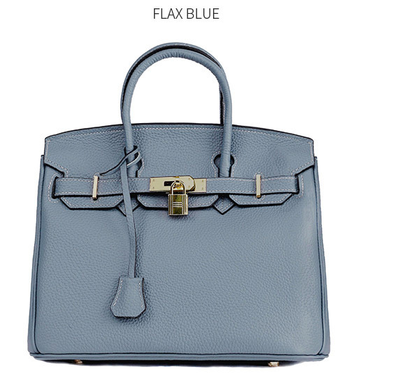 Platinum Lychee Pattern Cowhide Handbag