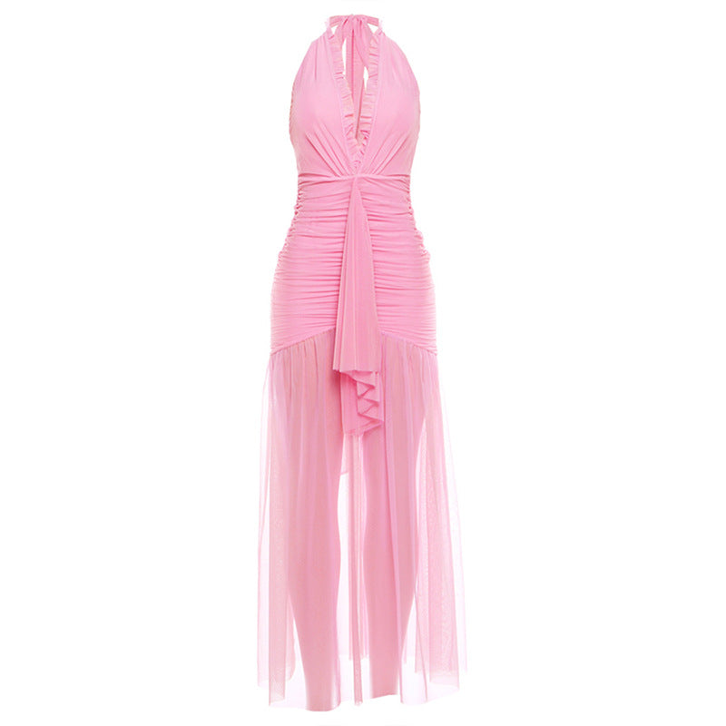 LUXE Elegant V-Neck  Mesh Dress