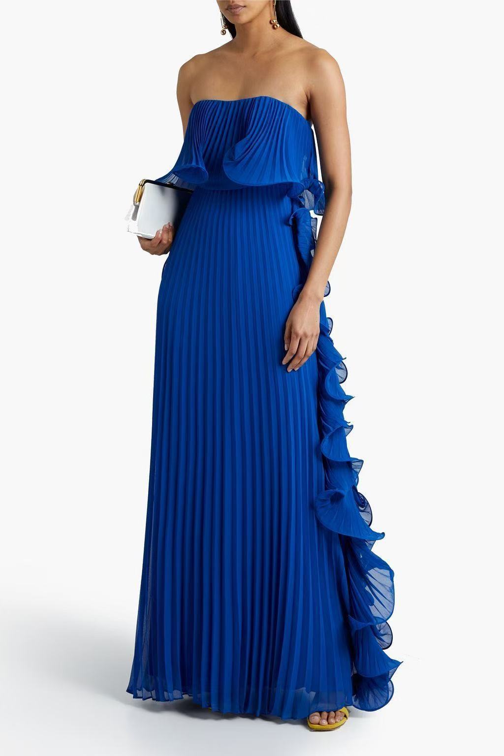 LUXE Pleated Wrap Flared Dress