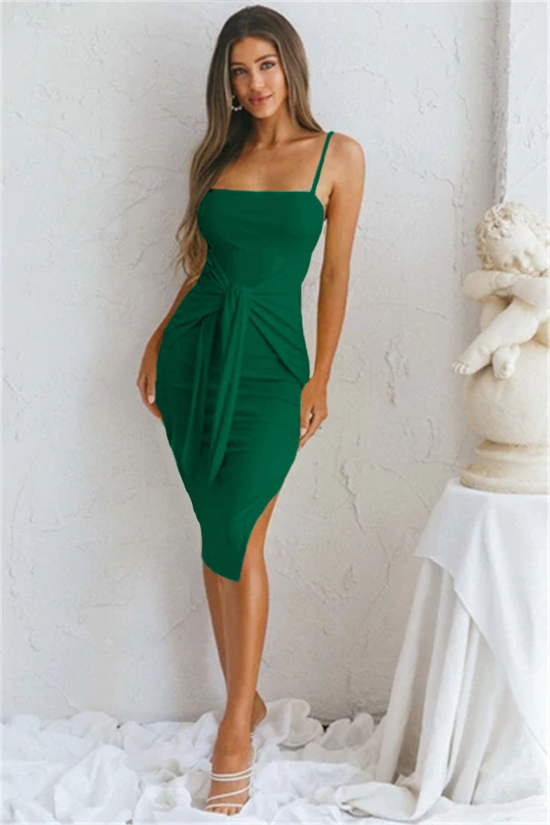 Strap Slit Casual Tight Dress for Women