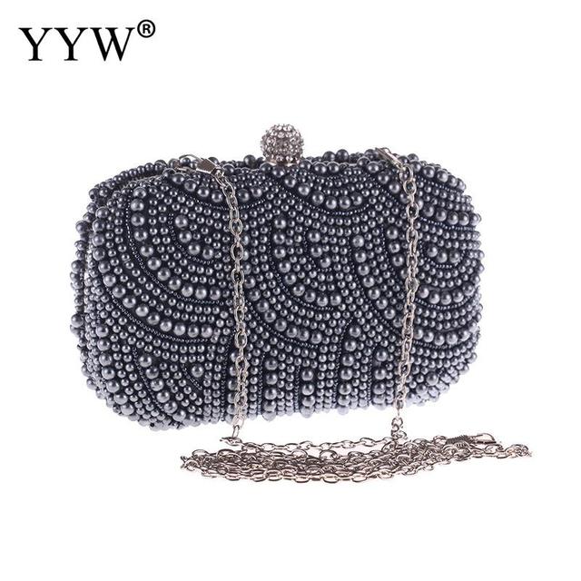 Elegant White Pearl Evening Clutch Bag for Women