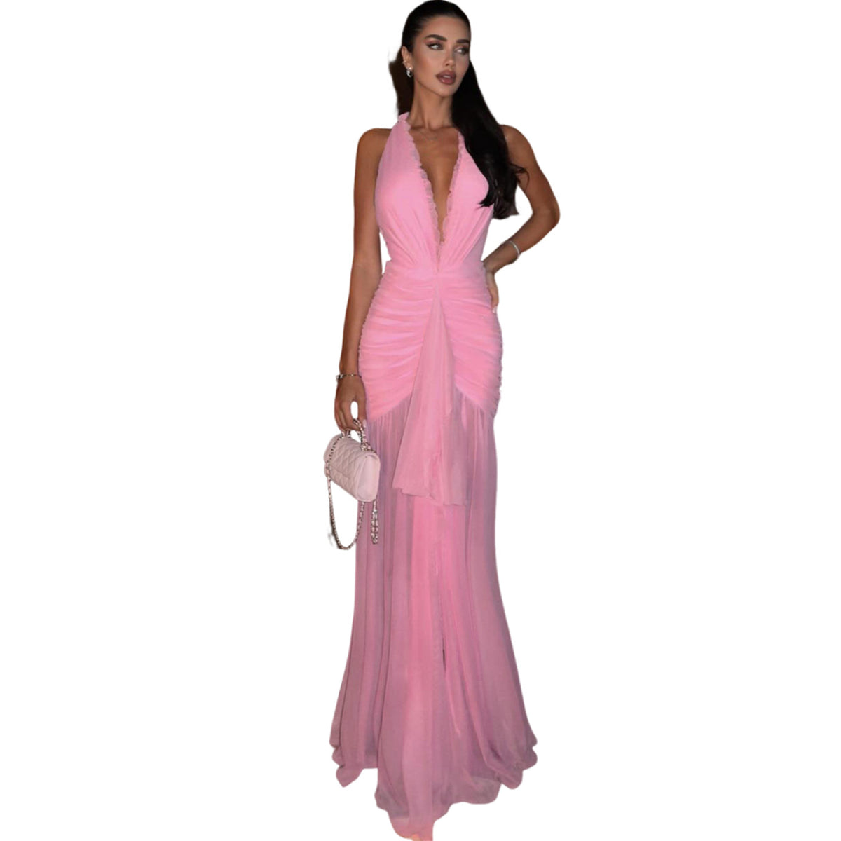 LUXE Elegant V-Neck  Mesh Dress
