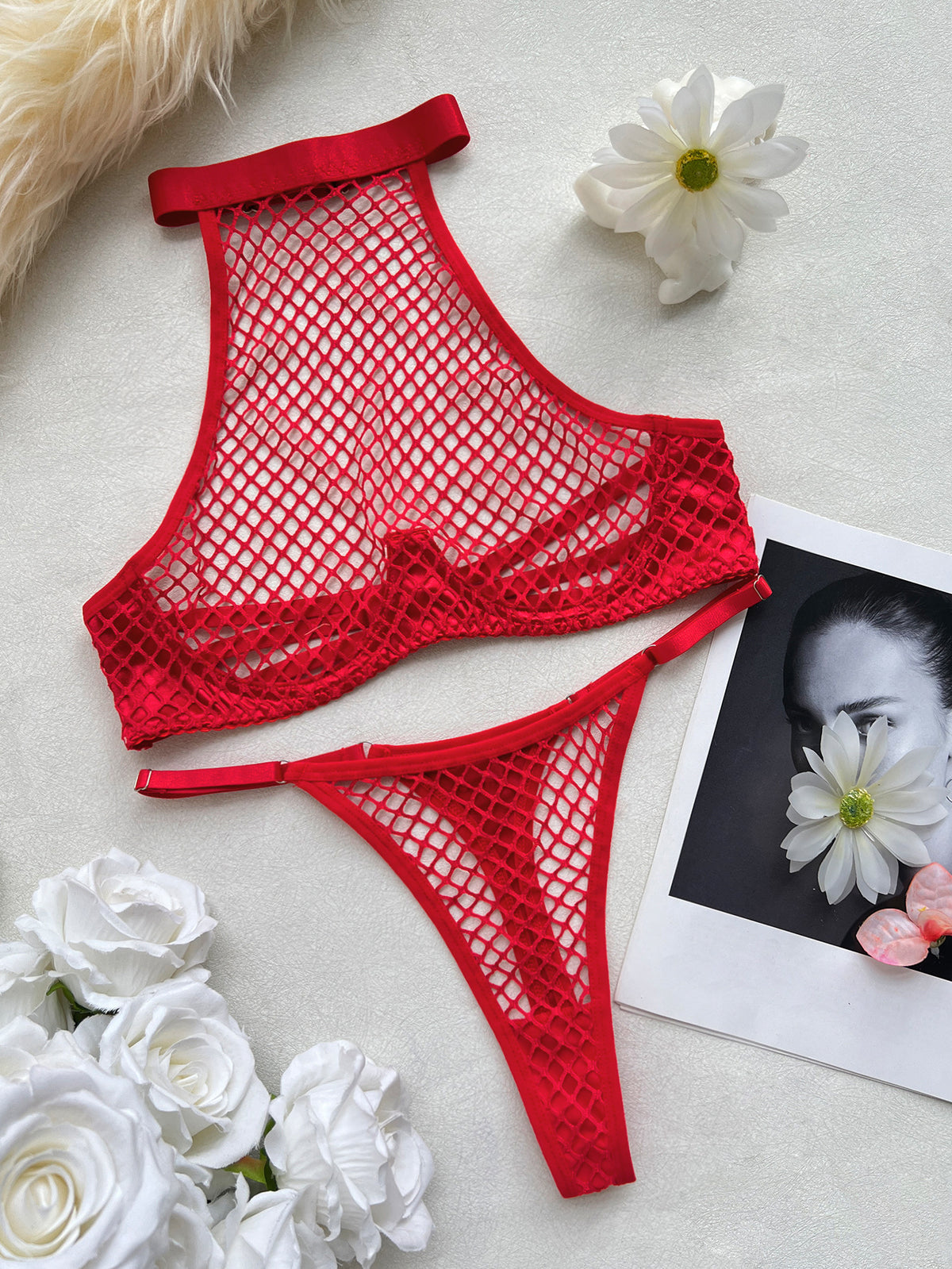 LUXURY AURA  Sexy Fishnet Lingerie Underwear Set