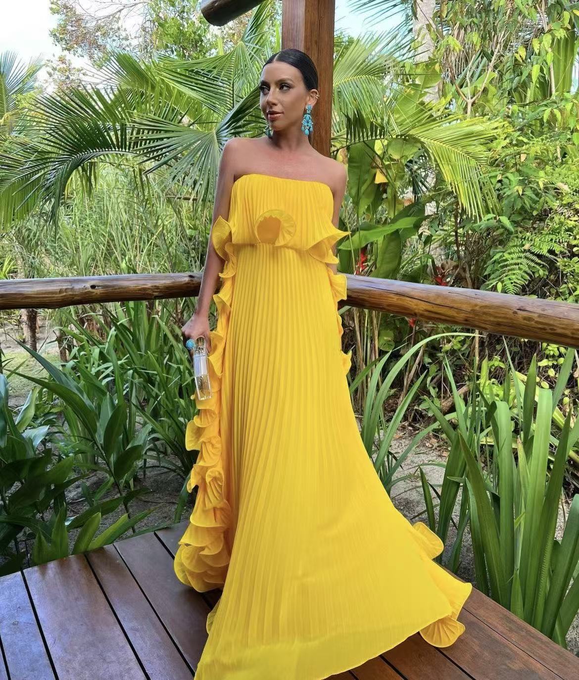 LUXE Pleated Wrap Flared Dress