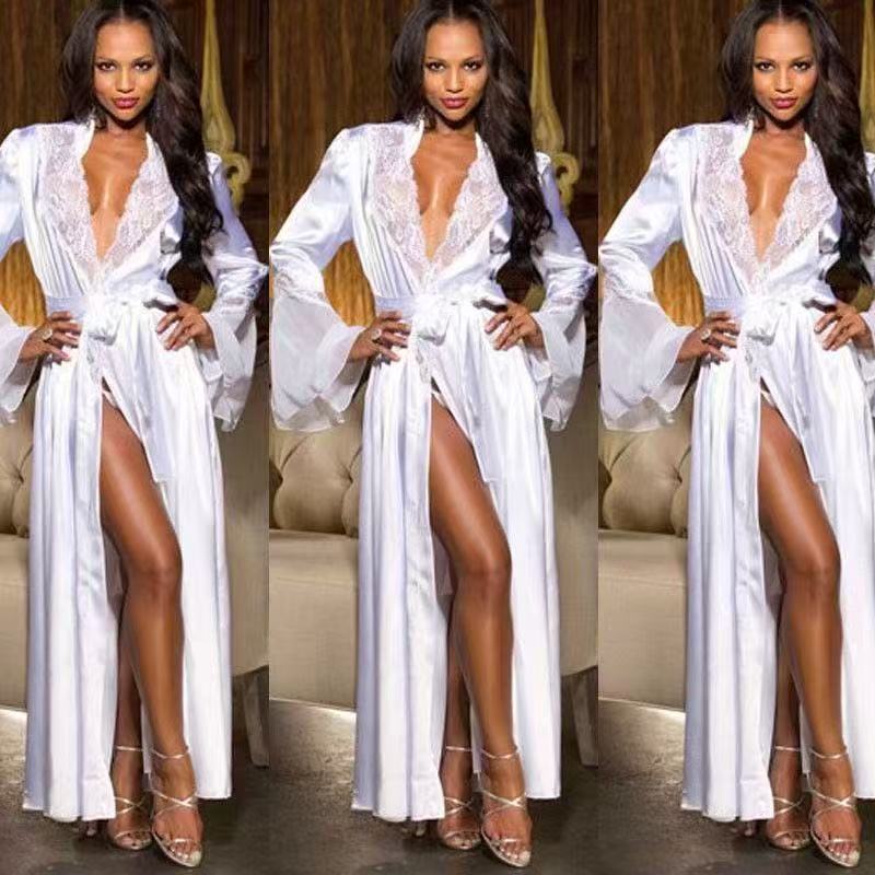 LUXURY AURA  Ice Silk Lingerie Long Dress