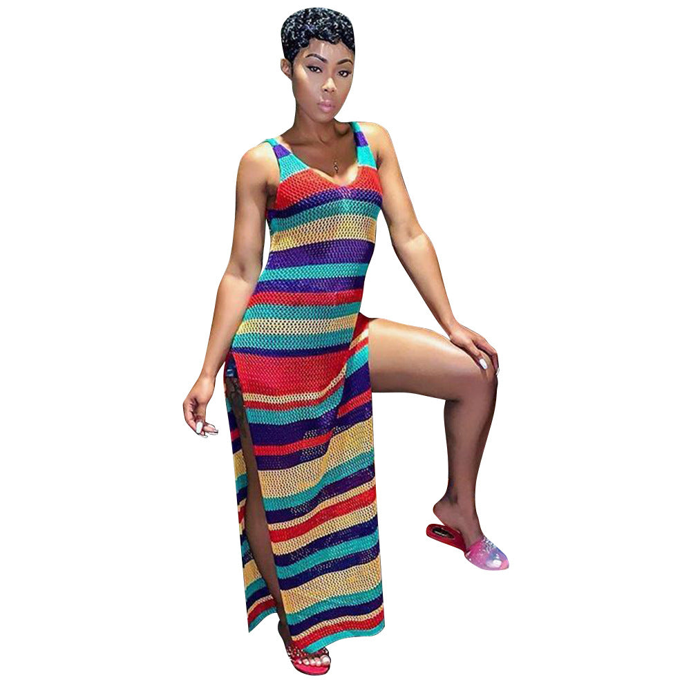 TS943 Casual Printed Mesh Dress for Women