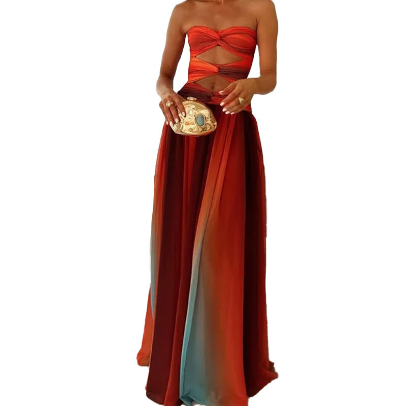 LUXURY AURA Womens Gradient Summer Dress