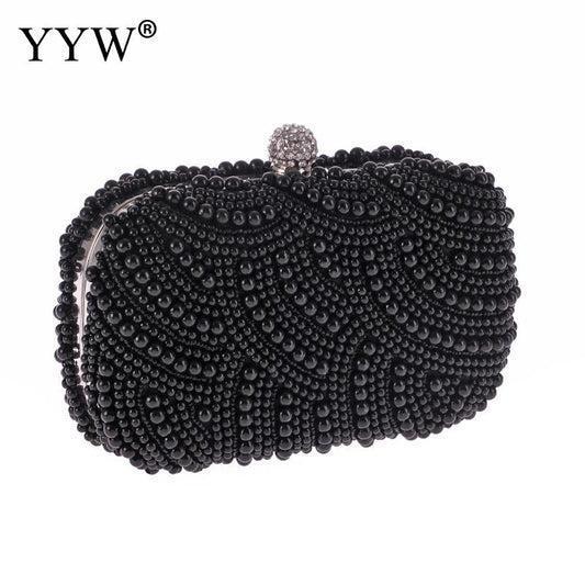 Elegant White Pearl Evening Clutch Bag for Women