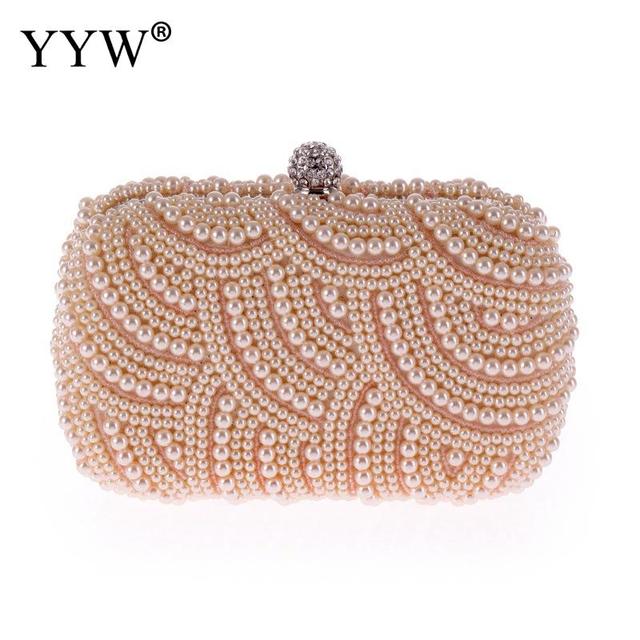 Elegant White Pearl Evening Clutch Bag for Women