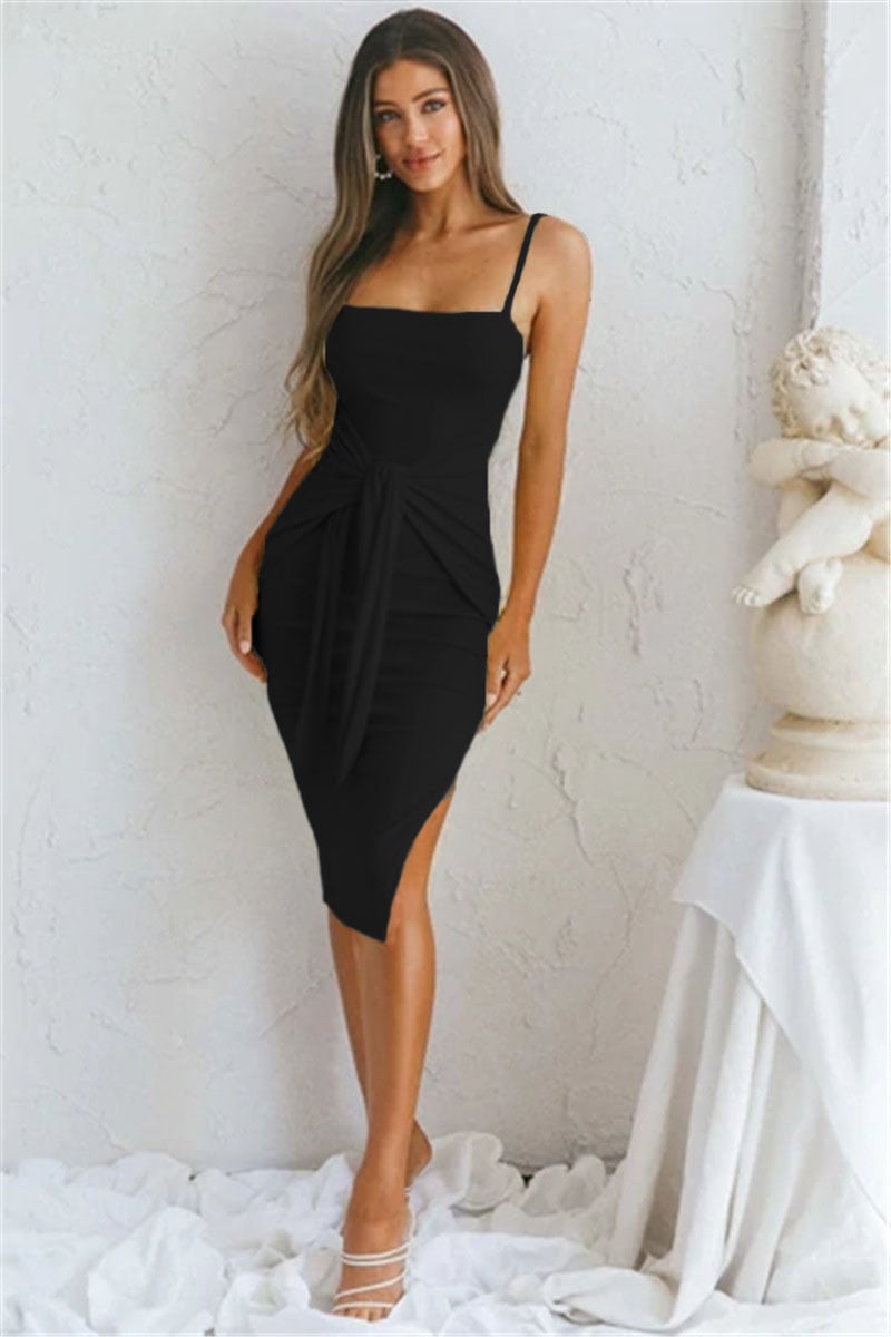 Strap Slit Casual Tight Dress for Women