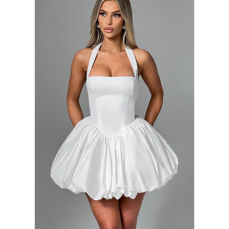 LUXURY AURA Halter Neck Tie Dress