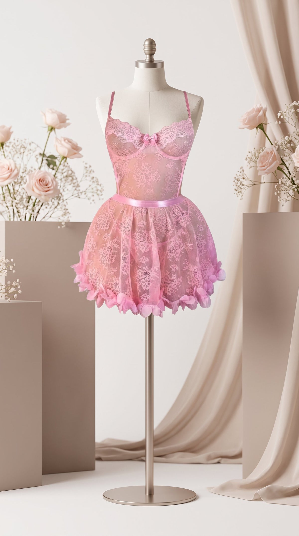 Luxury Floral Lace Spaghetti Strap Nightdress
