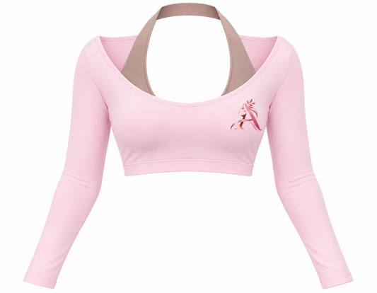 Blush pink cropped long-sleeve activewear top